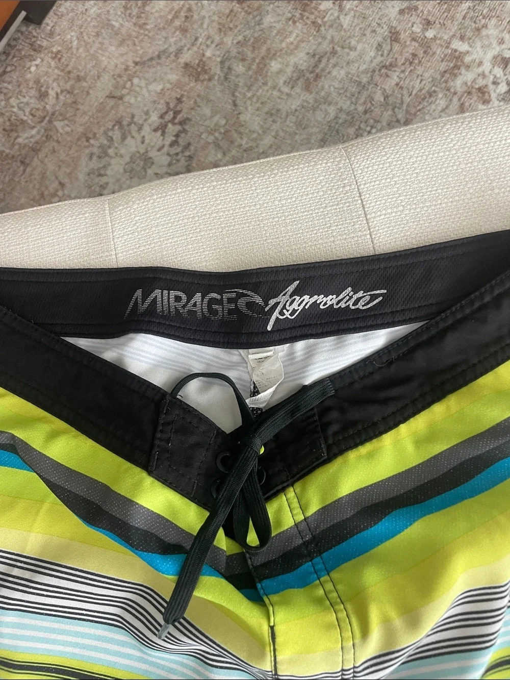 Rip Curl Lime & Blue Striped Board Shorts